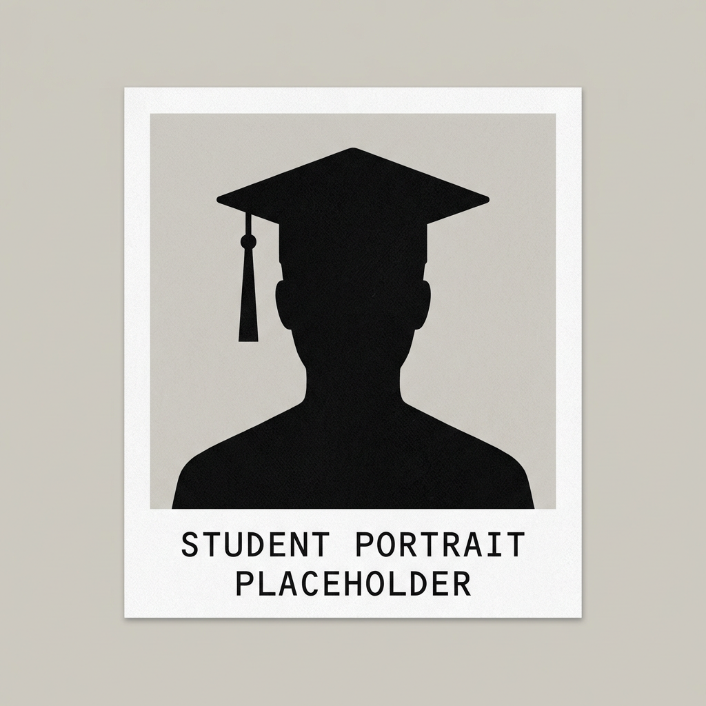 Silhouette of a graduate with text reading STUDENT PORTRAIT PLACEHOLDER.